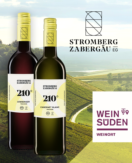 WG_Stromberg_Zabergaeu_460_ Weinflaschen und Logo der WG Stromberg Zabergäu EG